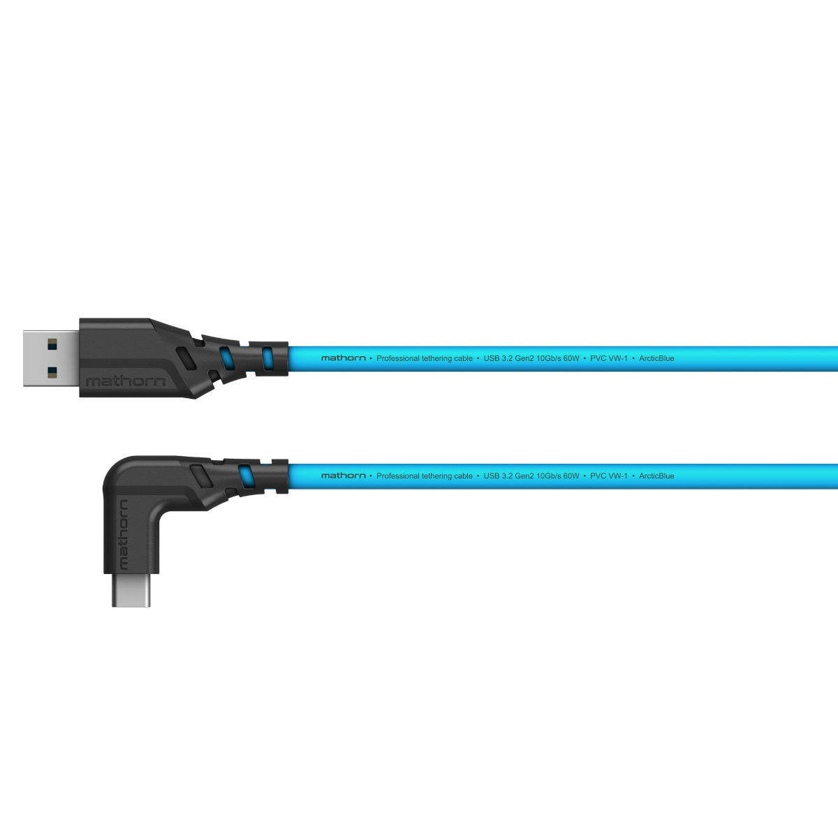 Mathorn Tethering kabel USB-A naar USB-C Right angle Arctic Blauw 5m