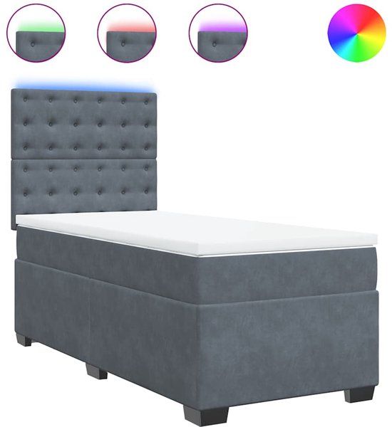 vidaXL Boxspring met matras fluweel donkergrijs 90x200 cm