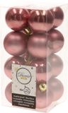 Decoris Kaemingk B.V. 32x stuks kunststof kerstballen mix van oudroze en donkergroen 4 cm