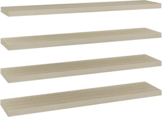 vidaXL Zwevende Wandschappen - 4 Stuks - 120x23,5x3,8 cm - MDF - Eikenkleurig
