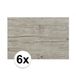 Merkloos / Sans marque Tafel placemats met hout look print - 6x - grijs - 45 x 30 cm - pvc