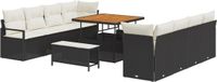vidaXL Tuinbank Set 11-delig Zwart Polyrattan