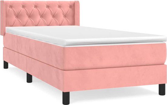 VidaXL Boxspring met matras fluweel roze 80x200 cm