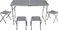 Sunnydays Camping Tafel/Krukjes - Opvouwbaar - Grijs - Aluminium - 120 x 60 x 67 cm