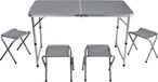 Sunnydays Camping Tafel/Krukjes - Opvouwbaar - Grijs - Aluminium - 120 x 60 x 67 cm