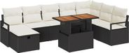 vidaXL Tuinbank - Set - 9 - st - Zwart - poly - rattan