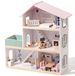 Maison de poupée avec 3 étages, une terrasse et des meubles, de couleur pastel, pour enfants à partir de 3 ans