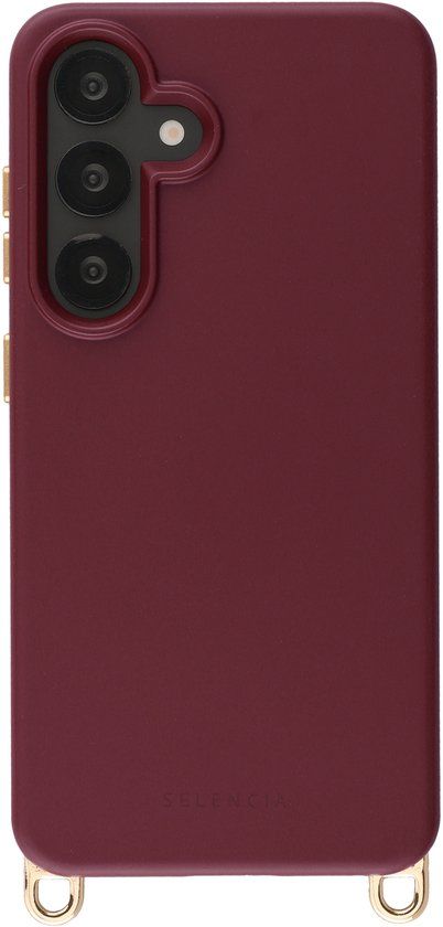 Selencia Rivièra MagSafe Backcover met afneembare haakjes voor de Samsung Galaxy S25 / S24 - Bold Burgundy