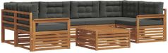 vidaXL Salon d'angle 6 places Acacia Bois Naturel et Anthracite