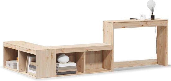 vidaXL Nachtkastje met bureau 222x107x75 cm massief grenenhout