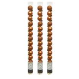 Decoris Mini kerstballen - 42x st - cognac bruin - D3 cm - kunststof - kerstversiering