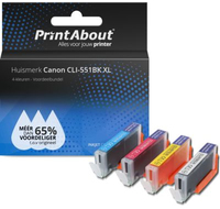 PrintAbout Huismerk Canon CLI-551 C/M/Y/BK XL Inktcartridge 4-kleuren Voordeelbundel Hoge capaciteit