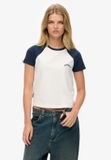 Superdry Essential Logo Retro T-shirt Dames Katoen Optic/Richest Navy