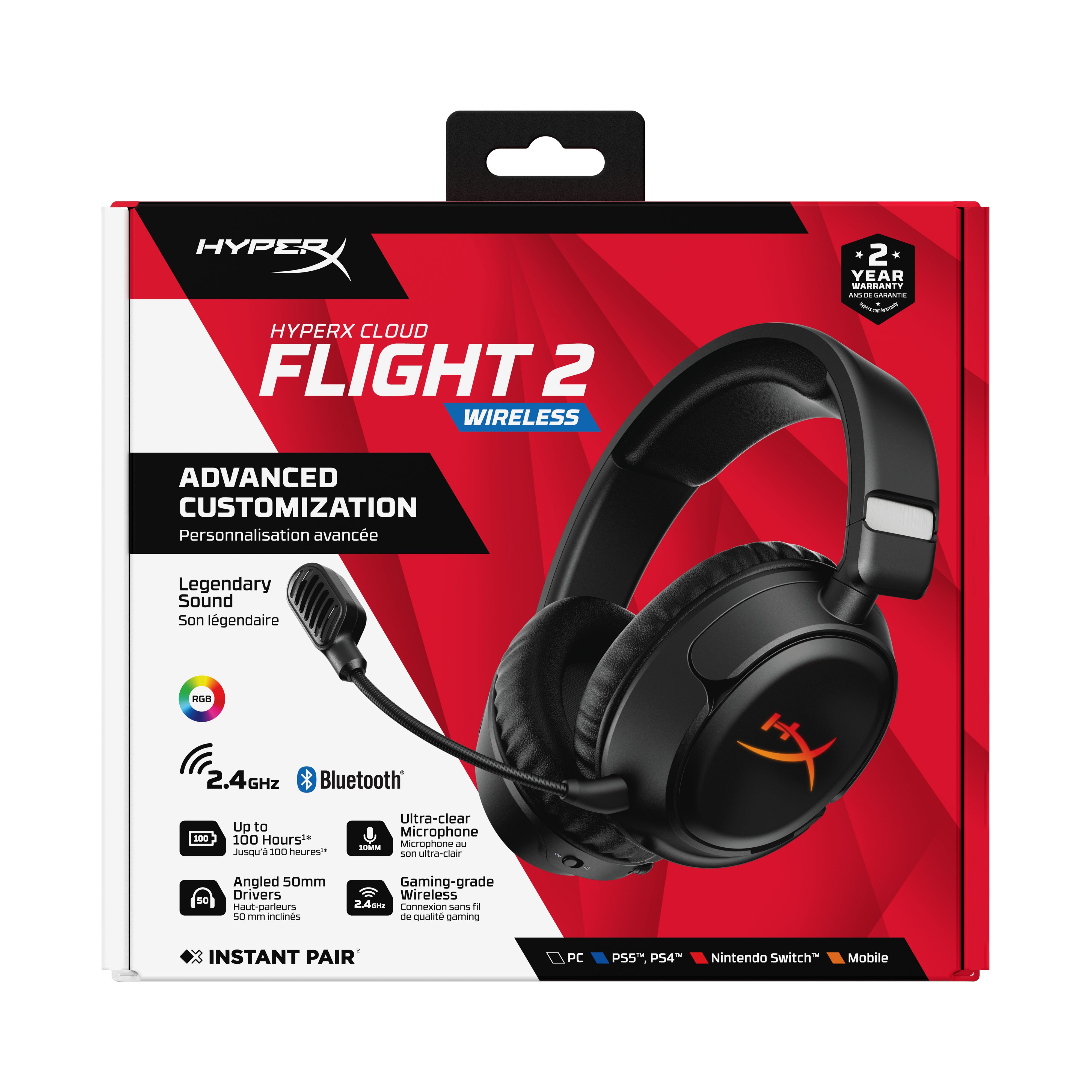 HyperX Cloud Flight 2 - Draadloze Gaming Headset - Zwart