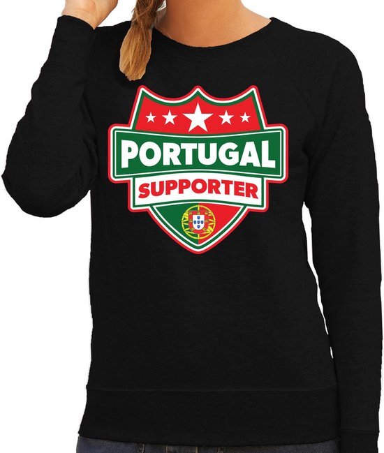 Bellatio Decorations Portugal schild supporter sweater zwart voor dames XL