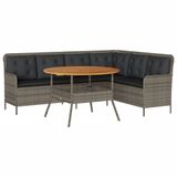 VidaXL Loungeset met kussens, poly rattan, grijs