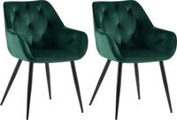 CLP Cassis Set van 2 Eetkamerstoelen - Groen Fluweel