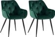 CLP Cassis Set van 2 Eetkamerstoelen - Groen Fluweel