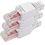 1aTTack.de Cat.6 gereedschapsvrije connector, ter plaatse te monteren, voor flexibele en stijve geleiders AWG 23-26, netwerkkabel, installatiekabel, 3 stuks