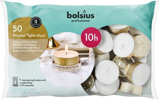 Bolsius Gold Cup Theelicht Bolsius Professional - Maxi - Theelichten - 50 stuks - Goud - Zak