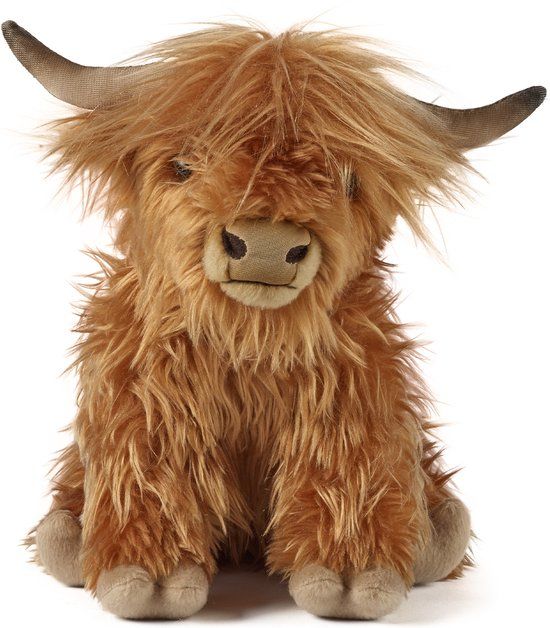 Living Nature Schotse Hooglander Koe Knuffel - Bruin - 30 cm - Pluche