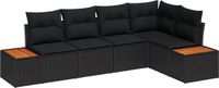 vidaXL Tuinbank Set 3 zitplekken Zwart Polyrattan