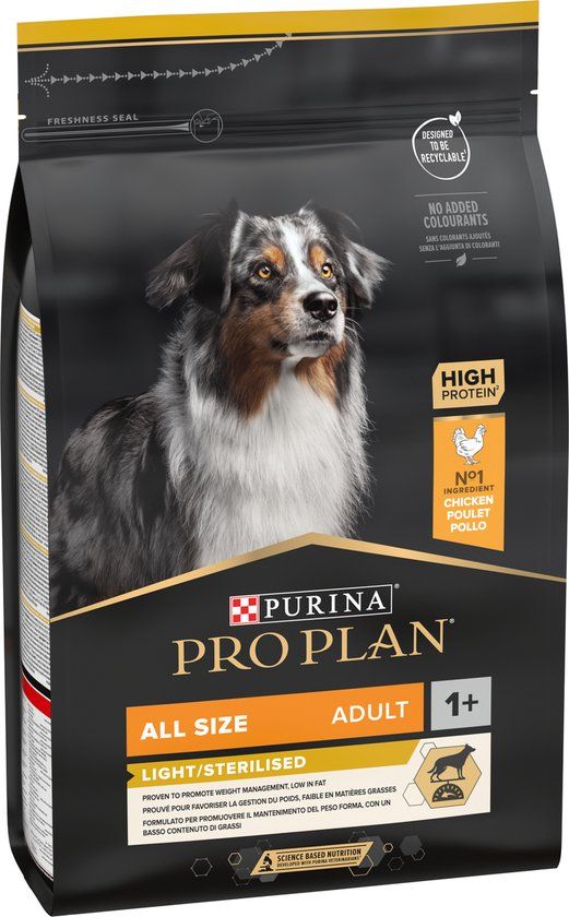 Pro Plan All Sizes Adult Light/Sterilised - Honden droogvoer - Kip - 3 kg
