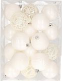 Set van 37x stuks kunststof kerstballen winter wit 6 cm - Kerstversiering