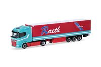 Herpa DAF XG koeloplegger trekker "Raeth" vrachtwagen model, schaal 1:87