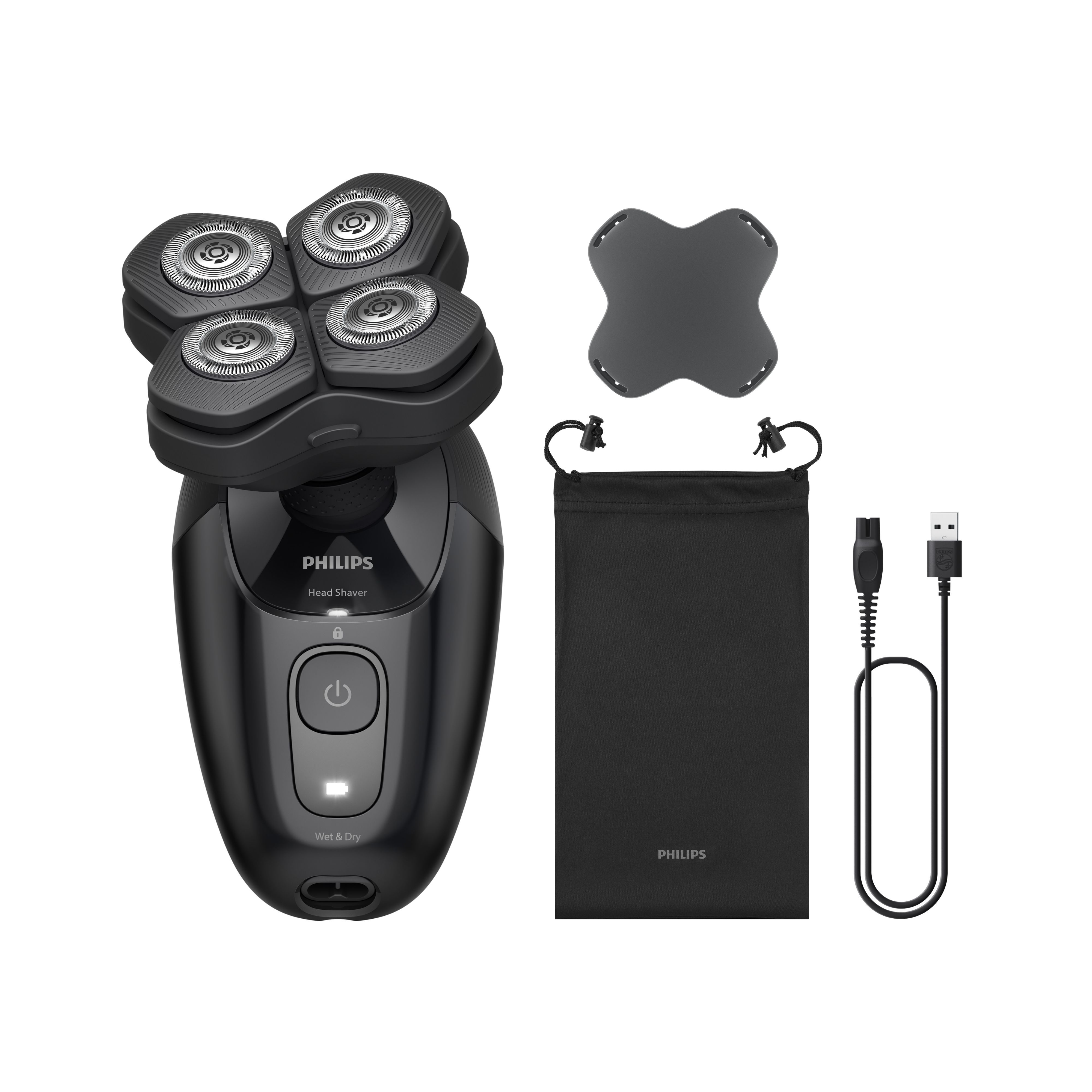 Philips Series 5000 Head Shaver Pro HS5980/15 - Wet & Dry, Cordless, Black