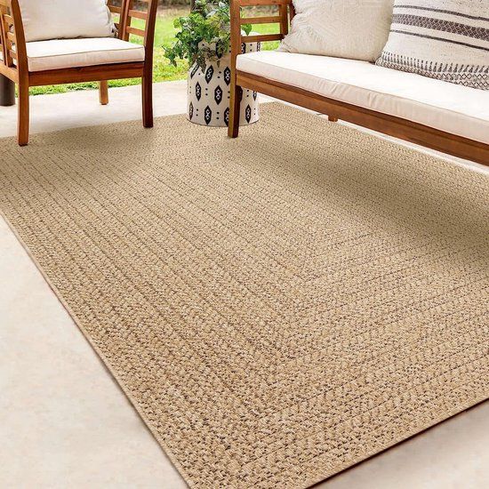 the carpet Kansas - Outdoor Vloerkleed Jute-Look, Robuust & Onderhoudsvriendelijk – Naturel – 200 x 290 cm