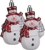 Decoris Kaemingk B.V. 2x Kersthangers Sneeuwpop Rood 8 cm