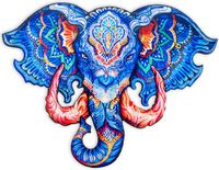 Engelhart Houten Puzzel Olifant Hoofd – 124 Unieke Puzzelstukjes – A3 Formaat Grote Houten Legpuzzel – Dieren Puzzelspel – Educatief Denkspel – Inclusief Opbergetui