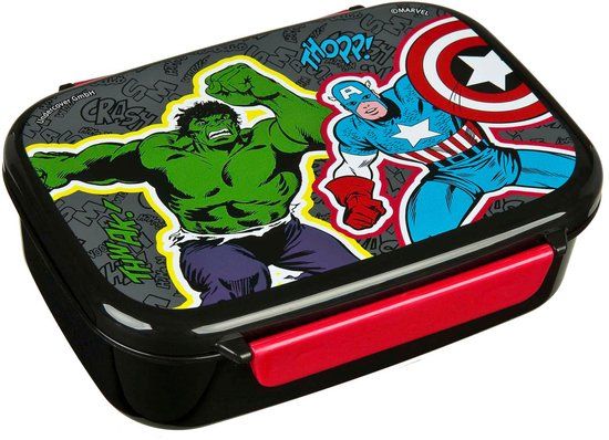 Undercover Broodtrommel Marvel Avengers Zwart met Snackvakje BPA Vrij