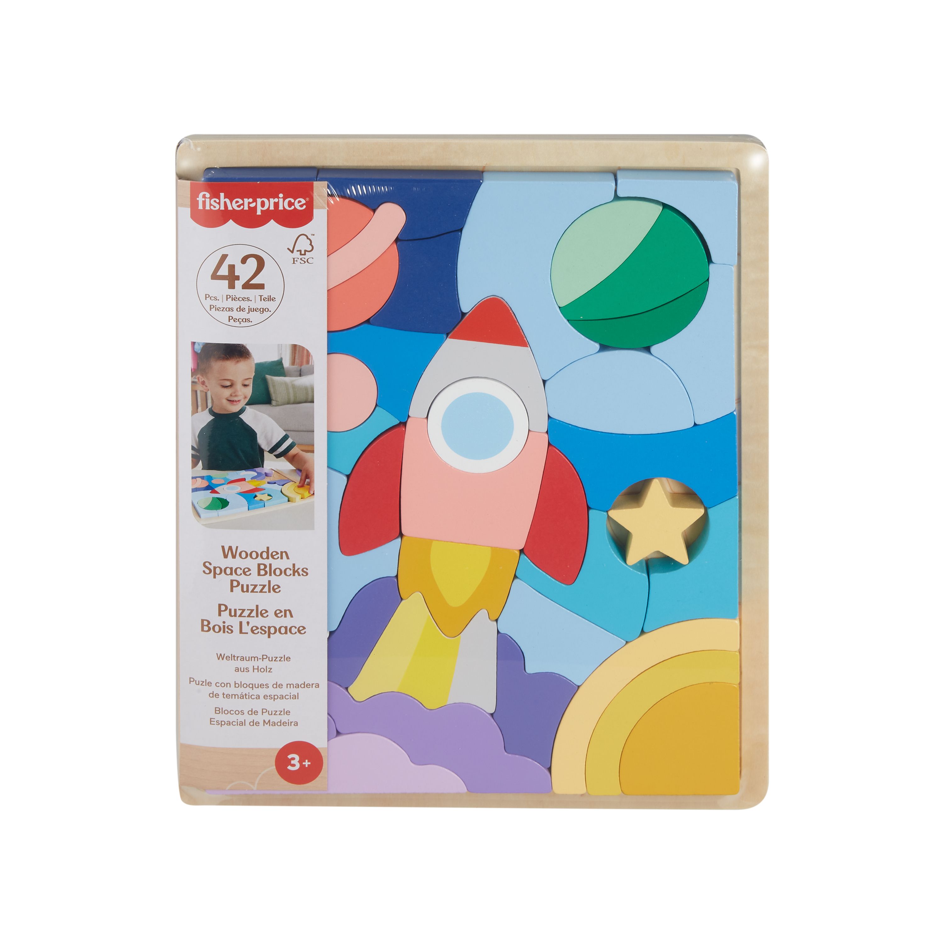 Fisher-Price Houten Ruimteblokkenpuzzel
