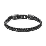 Frank 1967 7FB-0847 Kralenarmband Heren Zwarte Agaat & Staal Vintage Stijl