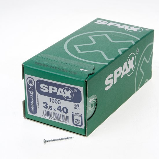 Spax Spaanplaatschroef platverzonken kop verzinkt pozidriv 3.5x40mm per 1000 stuks