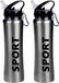 Concorde 2x Sport Bidon drinkfles/waterfles Sport print zilver 600 Ml van Aluminium met karabijnhaak