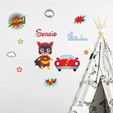 Gepersonaliseerde naamstickers | Aanpasbare naamsticker – Kinderkamerwanddecoratie | 2 vellen van 35 x 35 cm en 40 x 25 cm – meerkleurig