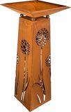Rostikal Colonne à rouille avec motif pissenlit | avec différents bols | Décoration de jardin colonne à fleurs rouille