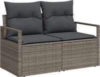 vidaXL Tuinbank Set 7-delig Grijs Polyrattan