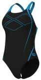 Arena Dames zwempak uit 1 stuk Graphic Pro zwart/turquoise