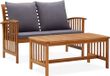 Acaciahout 2-delige Loungeset met kussens