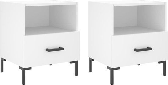vidaXL Nachtkastjes - 2 stuks - Bewerkt Hout - Wit