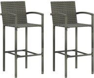 vidaXL Barkrukken - 2 stuks - Poly Rattan - Grijs