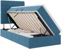 vidaXL - LED - opbergbed - met - matras - Donkerblauw - 100 - x - 200 - cm - Fluweel