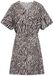 Freequent jurk FQmele 208113 maat XL bruin zebraprint ballonmouw V-hals katoen/polyamide/viscose met ceintuur
