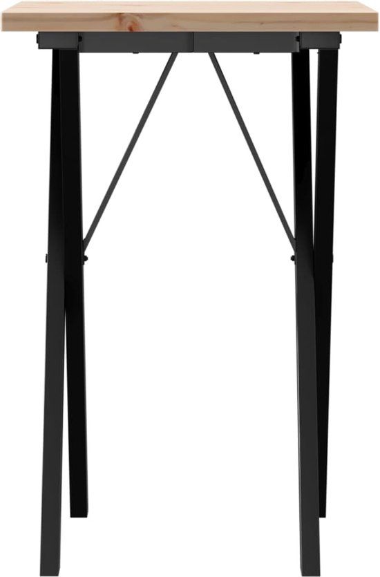 vidaXL Eettafel X-frame 50x50x75,5 cm massief grenenhout en staal