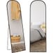 Homcom Miroir sur pied Miroir mural rectangulaire arrondi Dim. 50l x 161,5h cm Alu. Noir