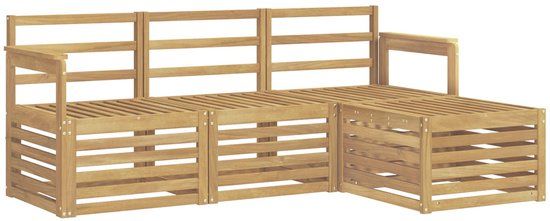 vidaXL - Bank loungeset - 4 zitplekken - Wit - Massief Acacia Hout